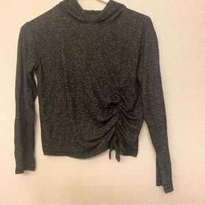 Zella girls black lightweight hoodie top stretch knit long sleeve M 8/10